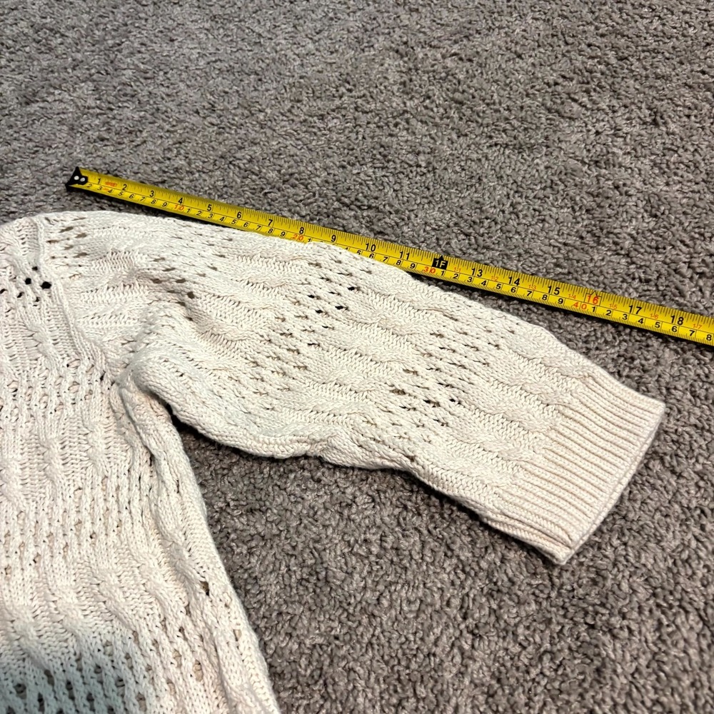 Joe Fresh Womens XL Cream Knit Sweater 100% Cotton Open Knit Lightweight - Picture 7 of 8
